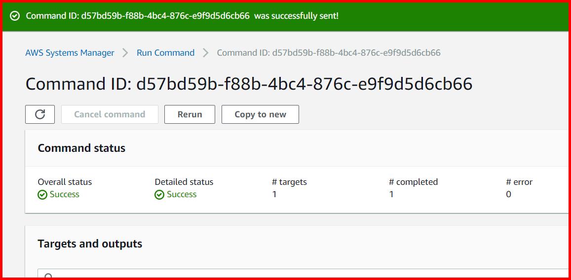 Picture showing the command got executed successfully